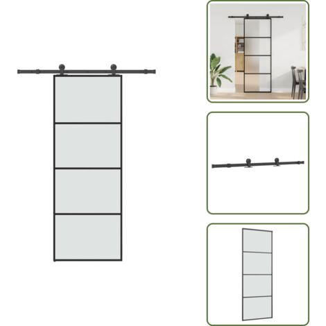 Design moderno - vidaXL Porta Scorrevole con Ferramenta 76x205cm Vetro ESG Alluminio - Spazio salvaspazio