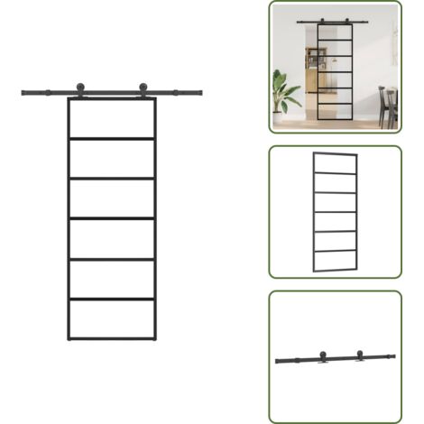 Design moderno - vidaXL Porta Scorrevole con Ferramenta 76x205cm Vetro ESG Alluminio - Spazio salvaspazio