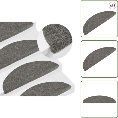 Design moderno - vidaXL Tappeti Adesivi per Scale 15 pz 56x17x3 cm Grigi - Protezione scale