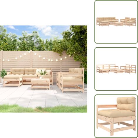 Design modulare - vidaXL Set Divani da Giardino 7 pz con Cuscini in Legno Massello - Mobili da esterno