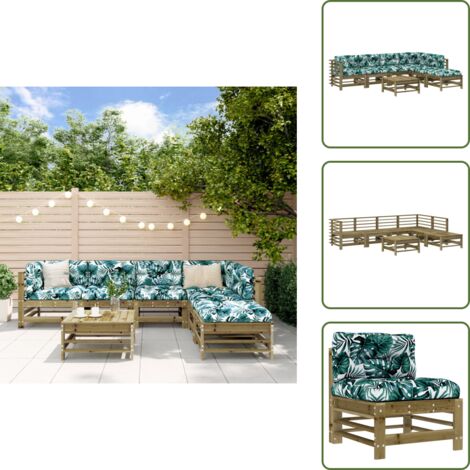 Design modulare - vidaXL Set Divani da Giardino 7pz con Cuscini Legno Impregnato di Pino - Mobili da giardino
