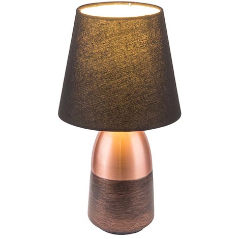 Tisch Leuchte bronze Wohn Arbeits Zimmer Beleuchtung Textil Lese Lampe braun