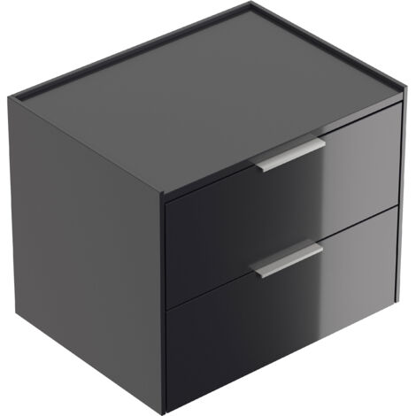 Design Nachttisch Kommode Artem 60cm, 2 Softeinzüge lackiert Grafit Hgl