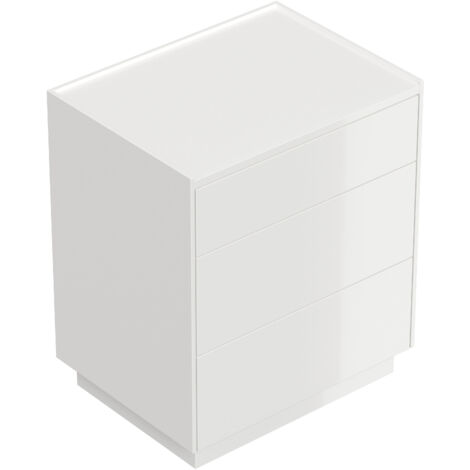 Design Nachttisch Kommode Lux L 60cm, 3 Pushauszüge lackiert Weiß Hgl