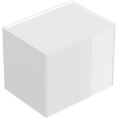 Design Nachttisch Kommode Somnia L 60cm, 2 Pushauszüge lackiert Weiß Hgl