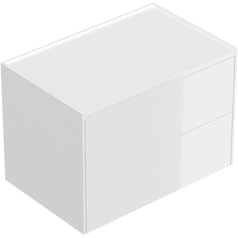 Design Nachttisch Kommode Somnia XL 70cm, 2 Pushauszüge lackiert Weiß Hgl
