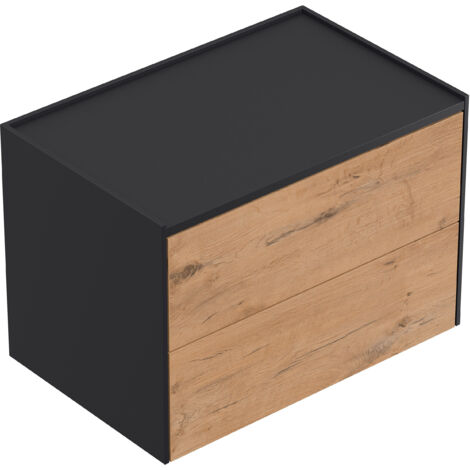 Design Nachttisch Kommode Somnia XL 70cm, 2 Pushauszüge Oak