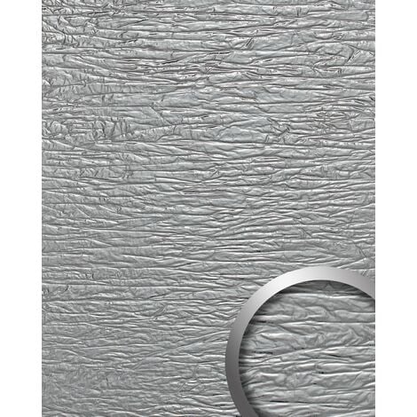 Design Panelling used look WallFace 19346 CRASHED MIRROR embossed Decor Panel metal look glossy self-adhesive silver 2.6 m2