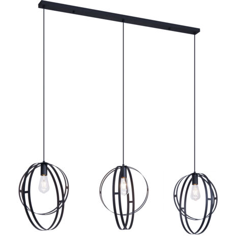 Design Pendant Lamp Black Rectangular 3-Lights - Indu