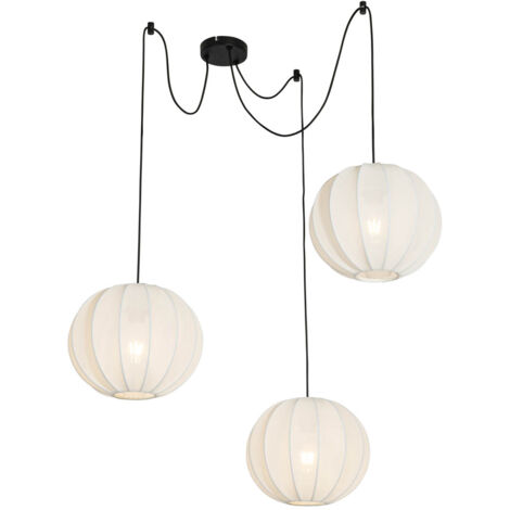 Design-Pendelleuchte weiß Seide 30 cm 3-Licht - Plu