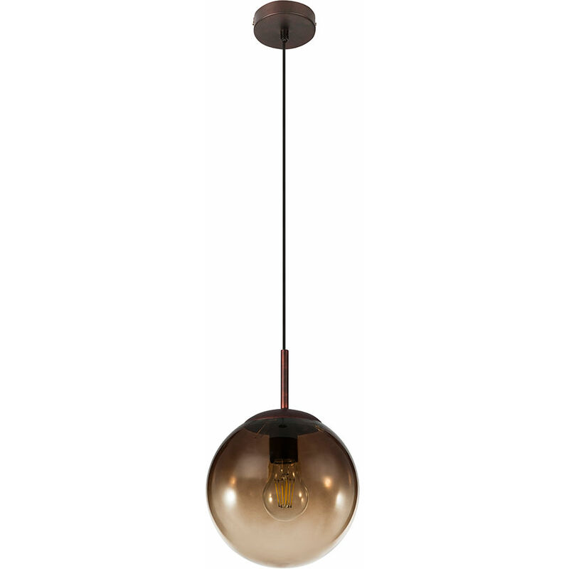 Image of Design pendolo plafoniera soggiorno sala da pranzo sfera di vetro lampada a sospensione illuminazione rotonda