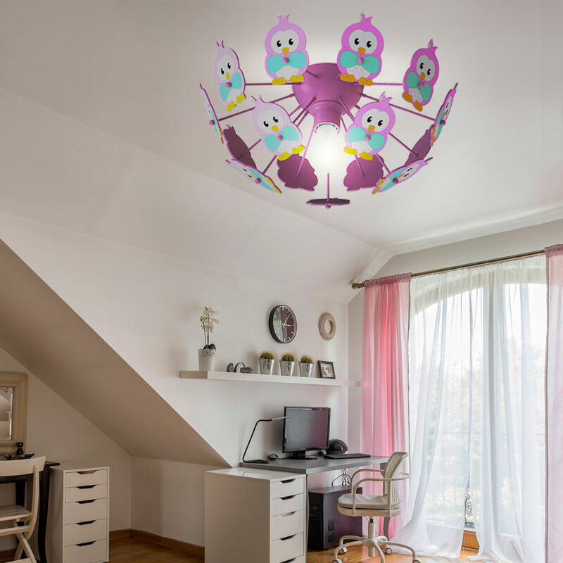 Image of Design per sala giochi per bambini, illuminazione a soffitto, faretti, lampada, gufi, motivi animali, Eglo 95637