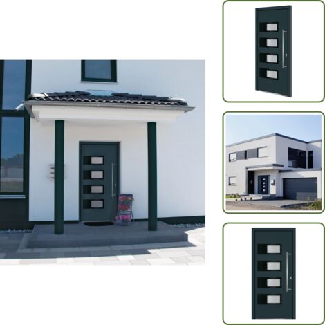 Design porta - vidaXL Porta Ingresso Antracite 100x210 cm in Alluminio e PVC - Maniglia porta