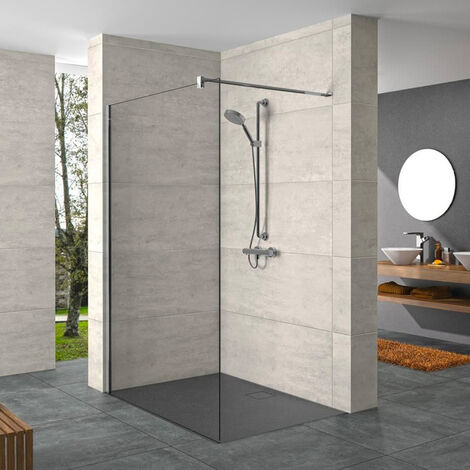 Design Pure 130x200cm paroi en verre 8 mm anticalcaire, avec bras et profilés chrome brillant (SIKOKHWI130)