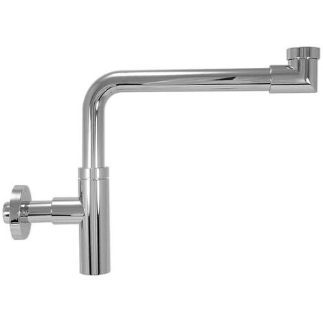 Design-Raumsparsifon DN 32 (1 1/4'') x Ø 32 mm - Messing verchromt - mit Rosette - Gewicht 1.120 g