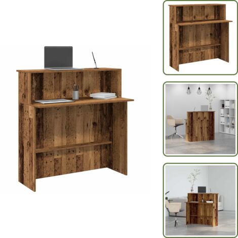 Design reception - vidaXL Banco Reception Legno Antico 100x50x103,5 cm Legno Multistrato - Bancone in legno