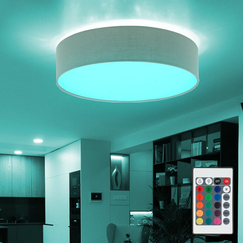 Decken Lampe taupe Wohn Ess Zimmer Fernbedienung Strahler dimmbar im Set inkl. RGB LED Leuchtmittel