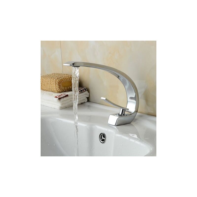 Mowze - Design Robinet de Lavabo Cascade Mitigeur en Laiton Chromé pour Salle de Bain
