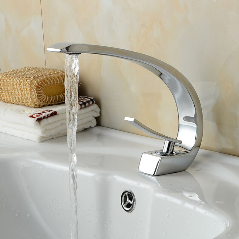Auralum - Design Robinet de Lavabo Cascade Mitigeur en Laiton Chromé pour Salle de Bain
