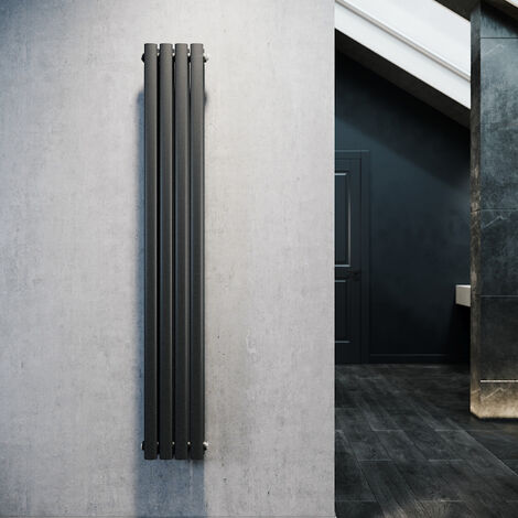 Design Röhren Heizkörper 230x1600mm Antrazit Oval Paneelheizkörper Vertikal Mittelanschluss Doppellagig