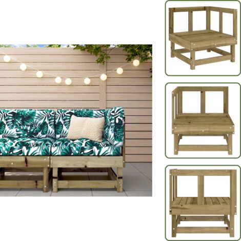 Design rustico - vidaXL Divano Angolare da Giardino in Legno di Pino Impregnato - Seduta esterna