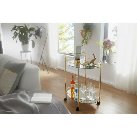 Design Servierwagen Gold 67x79 cm Mobile Mini Bar
