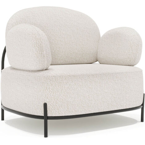 Design-Sessel - Bezogen mit Bouclé-Stoff - Baman Weiß
