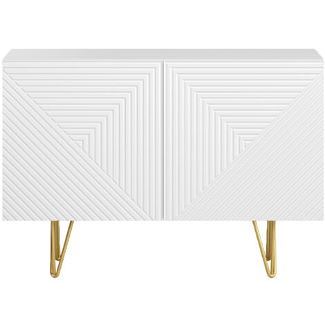 Design-Sideboard weiß und goldfarben mit 2 Türen B107 cm OZEN