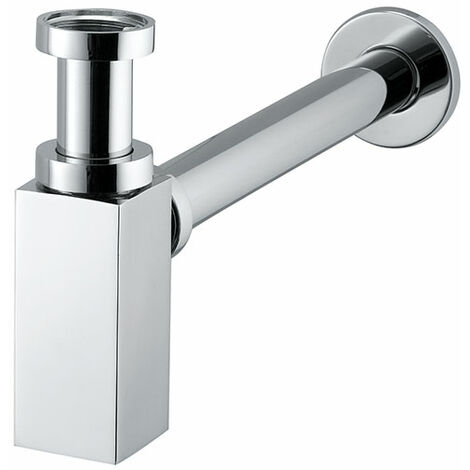 Design Siphon eckig 1 1/4"x 32mm, Höhe 14-20cm, verchromt