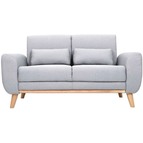 Design-Sofa 2 Plätze Stoff Grau Eichenbeine EKTOR