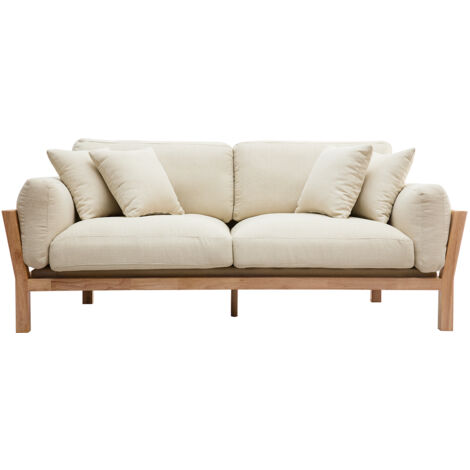 Design-Sofa 3 Plätze Cremeweiß Holzbeine KYO