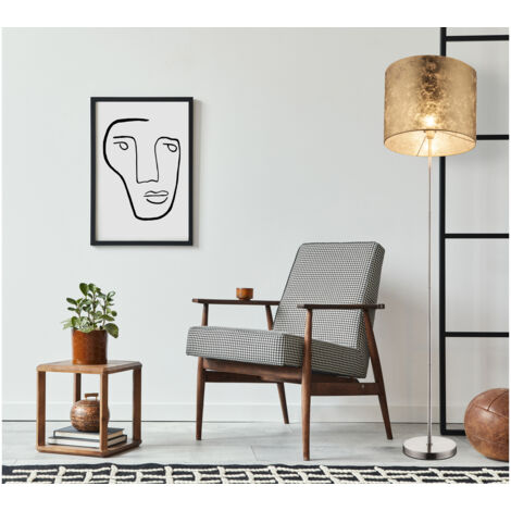 Design Stehlampe AMY mit Stoffschirm goldfarbig, Höhe 160cm