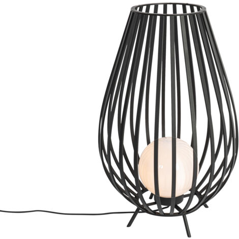 Design-Stehleuchte schwarz mit Opal 70 cm IP44 - Angela
