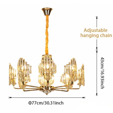 Design suspension en cristal Ø77 cm, design structure verre, 8 lumières E14, 3 couleurs de lumière, suspension moderne