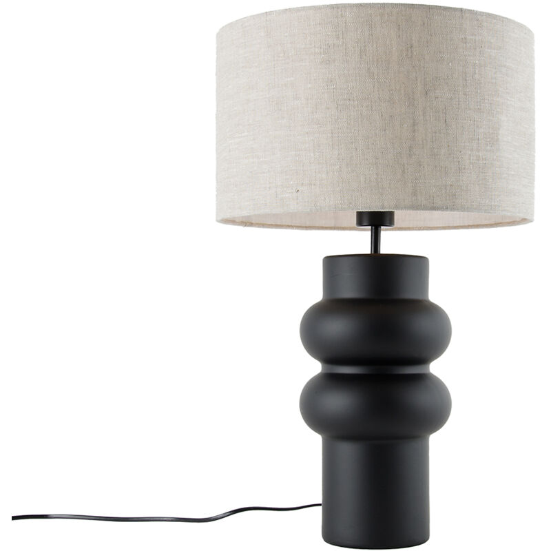 Qazqa Design Table Lamp Black Fabric Shade Light Grey 35 Cm - Alisia