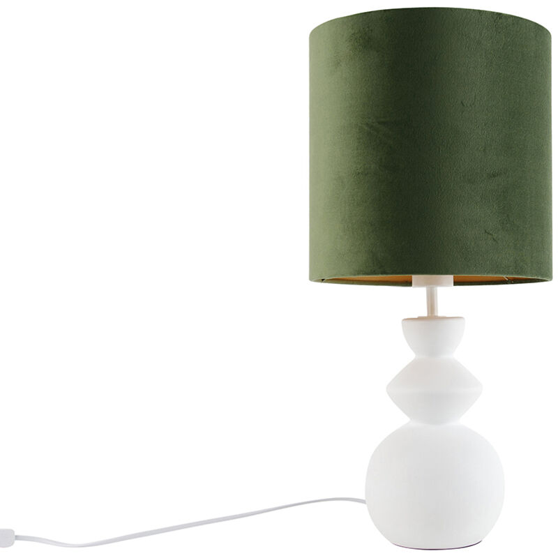 Image of Design Table Lamp White Velvet Shade&hellip;
