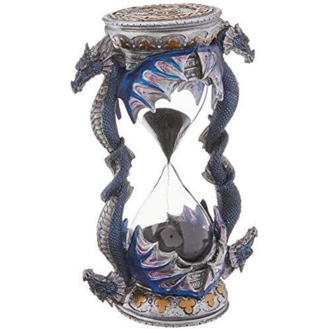 Design Toscano Il drago della porta della morte Decorazione in stile gotico Statua clessidra di sabbia, poliresina, a colori, 15 cm