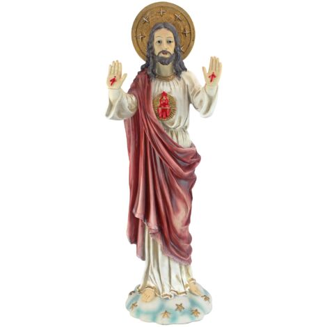 Design Toscano KY913 Statua da Giardino in Stile Italiano Sacro Cuore di Gesù, Multicolore