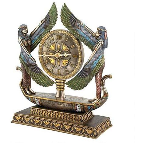 Design Toscano WU71647 Orologio Scultoreo Revival Egizio Le Ali di Iside, Multicolore