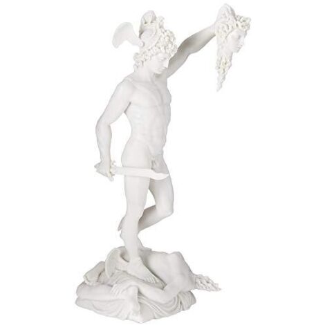 Design Toscano WU72918 Legato Statua in Marmo Perseo Decapitazione di Medusa, Bianco