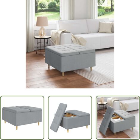 Design trapuntato -  Pouf contenitore Grigio chiaro 80 x 80 x 45 cm Tessuto