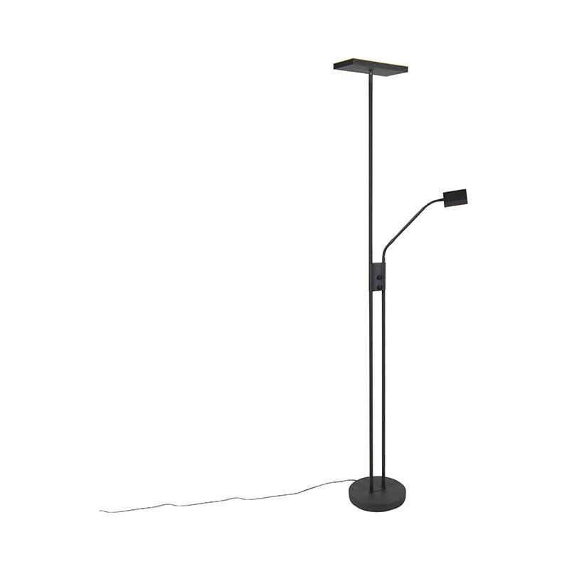 Design uplighter Jazzy with reading lamp square black