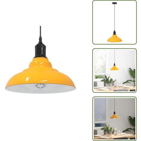 Design vintage - vidaXL Lampada Sospensione Regolabile E27 Giallo Lucido Ø31 cm Metallo - Lampada regolabile
