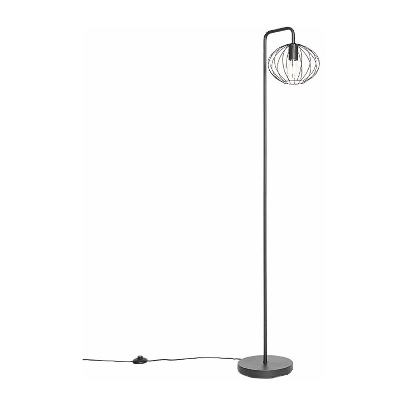 Qazqa Industrial Floor Lamp Black 23 Cm - Margarita