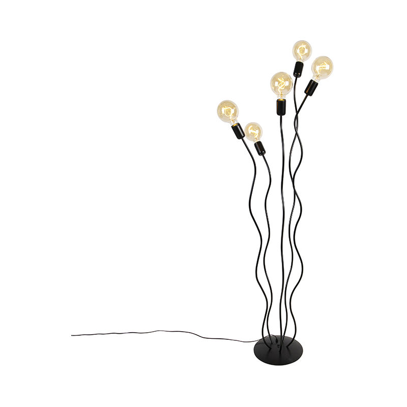 Design floor lamp black 5-light - Wimme