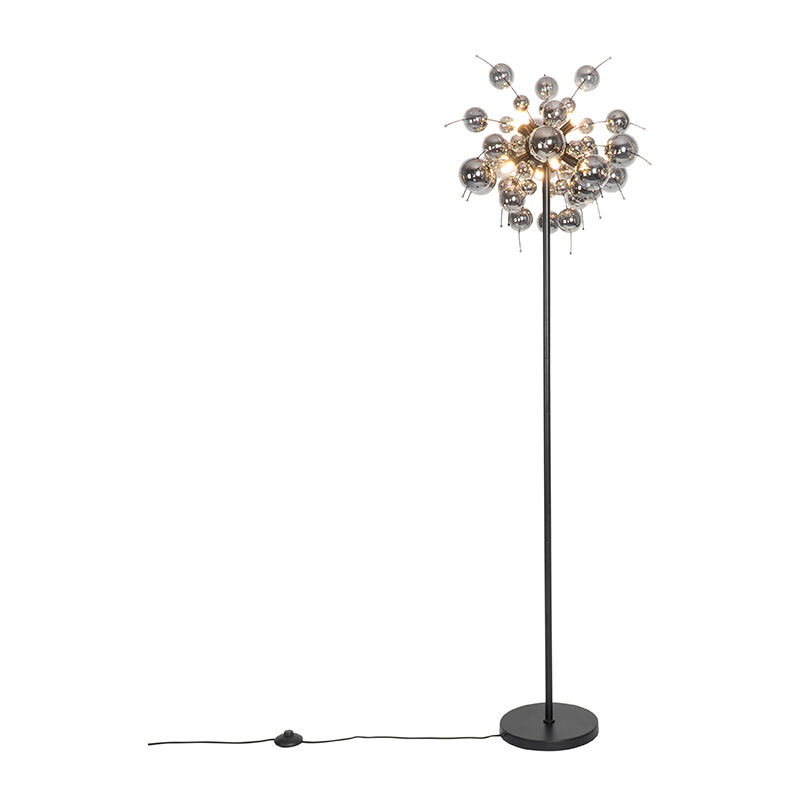 Design floor lamp black with smoke glass 8-lights - Explode