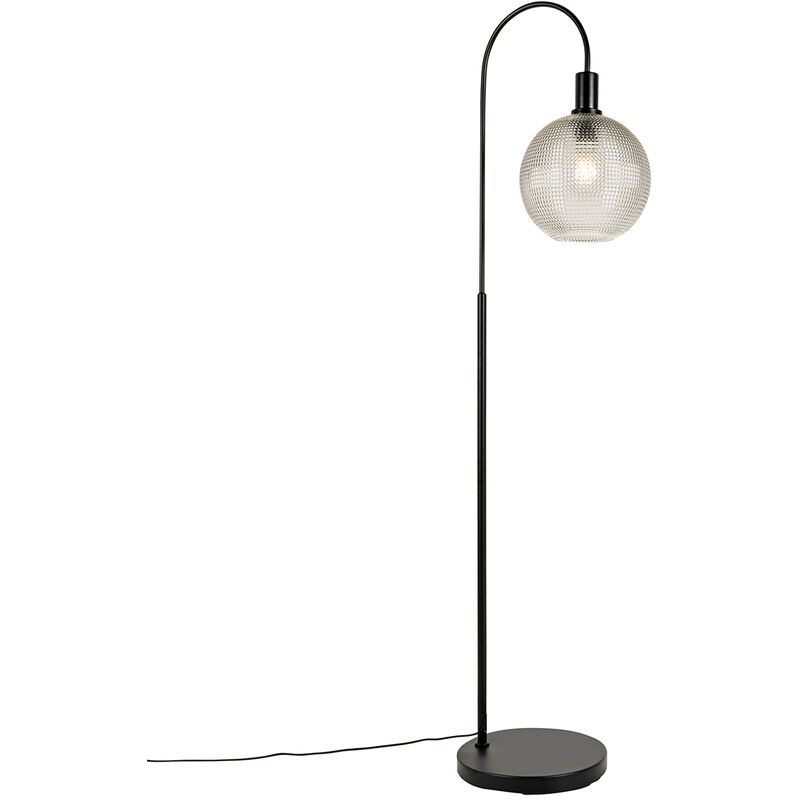 Qazqa Design Floor Lamp Black With Smoke Glass - Chico