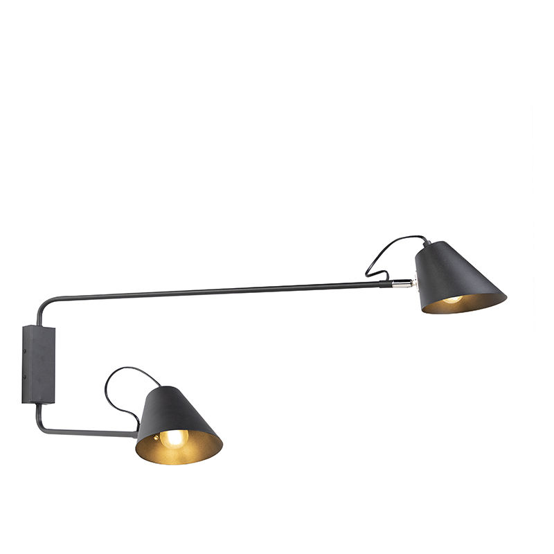 Design Wall Light Black 2-Light Adjustable - Lune