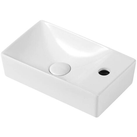 Design Waschtisch Gästebad Kleines Washbecken Handwaschbecken Hahnloch Rechts - Weiß