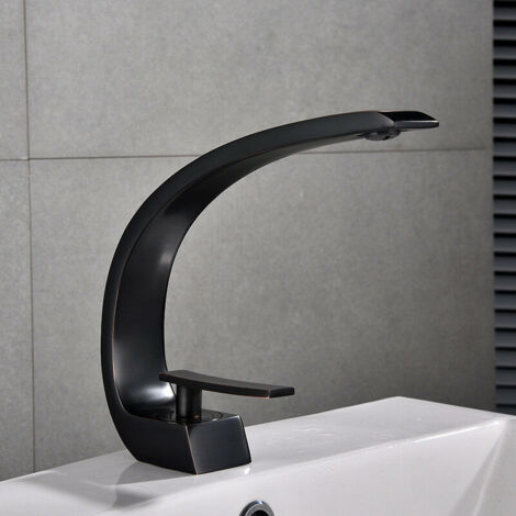 Design Wasserfall Badezimmer Waschbecken Wasserhahn Chrom Messing Mischbatterie Schwarz